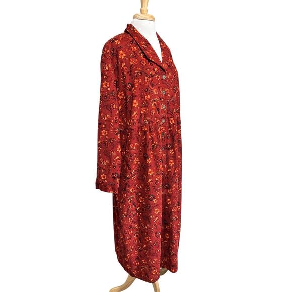 Anna Maxwell Women 26W Burnt Orange Floral Maxi Button Up Corduroy Dress Prairie - Picture 2 of 6
